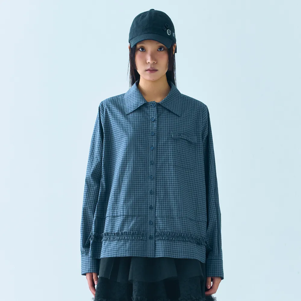 RUFFLE CHECK SHIRT [NAVY] - 감도 깊은 취향 셀렉트샵 29CM