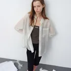 Sheer Stripe Over-Shirt - Ivory Stripe
