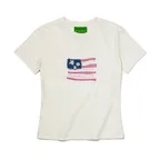 (W) USA FLAG APPLIQUE T-SHIRT - WHITE