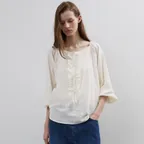 Frill Pin-tuck Blouse(Cream)