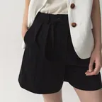 Strap Belted Shorts (Black)