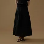 FLOWER LACE LONG SKIRT (moat black)