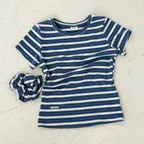 SCRUNCHIE SET SLIM FIT T SHIRT BLUE STRIPE
