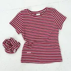 SCRUNCHIE SET SLIM FIT T SHIRT RED STRIPE