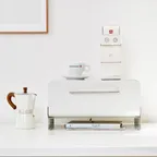 철제 와이드 수납장 43cm / 무디타 비화이트 슬라이드 서랍장 양념통 정리 선반 캡슐보관함