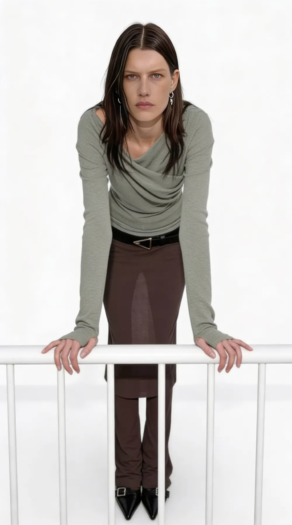 EKHON ORSAY DRAPING TOP OLIVE KHAKI