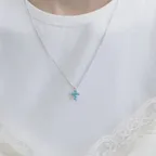 [29CM 단독] [925 silver] 바이그레인 실버 터쿼이즈 크로스 목걸이 (White) BH7N63708W9500