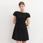 Cap-sleeve A-Line Mini Dress / Black(3Color)