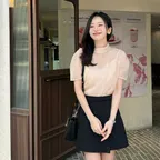 잇미샤 하프 슬리브 시어 블라우스 ITQ5ZBL820_2colors