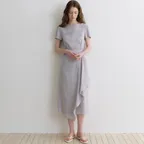 comos 1727 drape wrap button dress (ash blue)