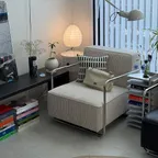 헨지디자인 모엔 1인 이지 체어 (코듀로이 패브릭 / 아이보리)
