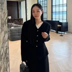 [CL-A/29단독] Classic no-collar tweed jacket - black