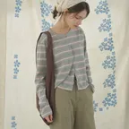 린넨 스트라이프 가디건_Melange Gray