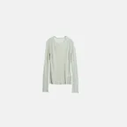 WOOL TENCEL BLENDED LAYERED LONG SLEEVE TEE (JADE GREEN)