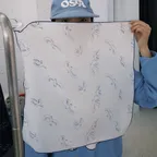 slow stitched bird scarf white navy