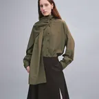 SCARF COLLAR BLOUSE (KHAKI)