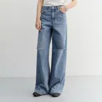 DAMAGED WIDE JEANS CLASSIC BLUE_UDPA6B233B2