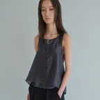 SEE-THROUGH BUTTON LOOP TOP_CHARCOAL [LW262BL02CC]