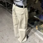 Washed Cargo Pants (Light Beige)