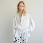 TWO-WAY TIE WAIST SHIRT - WHITE