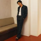 M JAPANESE PINSTRIPED FLARED PANTS - NAVY