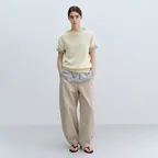 Soft Curved Pants in Light Beige