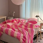 CAPRI 60수 고밀도 / 알러지케어 차렵이불 (빈티지 핑크 스트라이프)