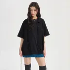 Chouetties by LUCKY CHOUETTE Moon Point Crochet Short Sleeve Shirt Blouse (black) LASAX26410BKX