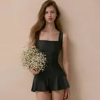 레베랑스 셔링 스커트 모노키니 - Charcoal