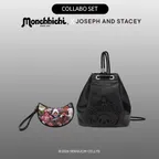 [한정특가][단독SET] Mini String Backpack Monchhichi Girl Black +  Bib Pouch Team Monchhichi Black