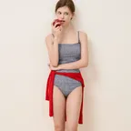 티니 체크 셔링 모노키니 - Navy