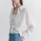 Flow stripe sheer shirt (white)