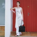 Asymmetric Hem Satin Dress O403-03