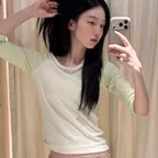 레터즈 래글런 라벨 티셔츠 ( 크림 )