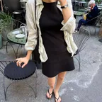 LINE SLEEVELESS DRESS (BLACK)