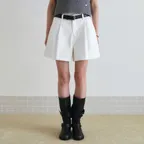Pintuck cotton short pants_Ivory