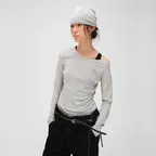 FINE ONE SHOULDER KNIT [LIGHT GREY MELANGE]