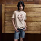 루디아 3625 피그먼트 머메이드 세미오버핏 크림 반팔티