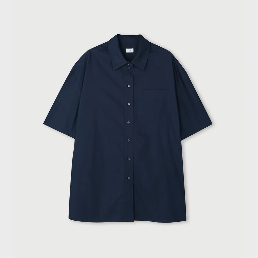 COTTON HALF SLEEVE SHIRT (NAVY)