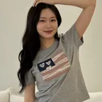 USA Banner lace patch T-shirt Melange Gray