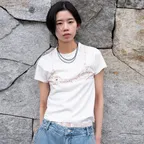 PEARL BUTTON BRALETTE T-SHIRTS [WHITE]