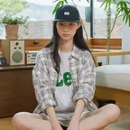 우먼 홀리데이 체크 셔츠 라이트 그린