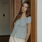 LUCY CHECK BLOUSE_CHECK BLUE