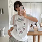 [한빛 PICK] Vintage Floral Frame T-shirt [White]