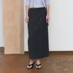 LINEN LONG SKIRT_CHARCOAL