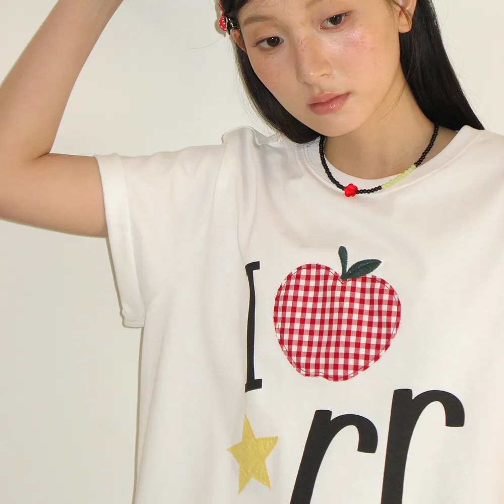 I RR APPLIQUE BASIC FIT T SHIRT WHITE