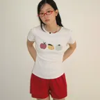 FRUIT APPLIQUE SHORT SLEEVE T SHIRT WHITE