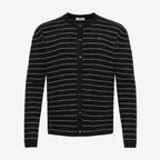 M RIBBED KNIT CARDIGAN - BLACK