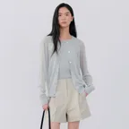 SHEER ROUND NECK CARDIGAN - MINT