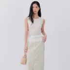 SLEEVELESS PLEATS KNIT - IVORY